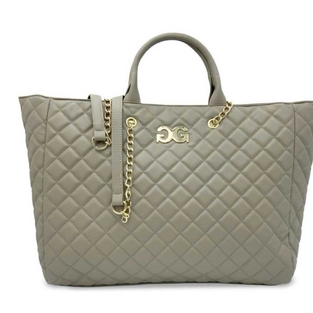 Gilda Paris Quilted Large Tote Tan W/ Gold Hardware Soft Inside NEW